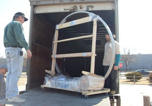 Shipping cart on freight truck